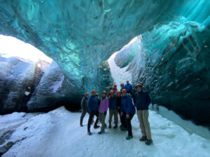 adventures for all group posing together in the ice caves