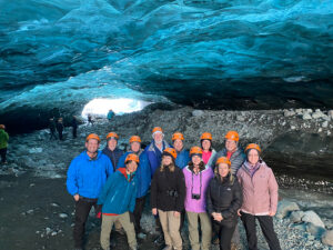 adventures for all group members visiting and standing in ice caves