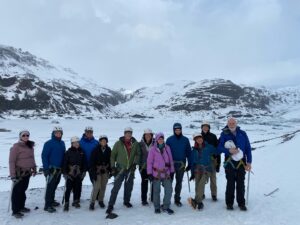 adventures for all group team taking photo snowshoeing in iceland