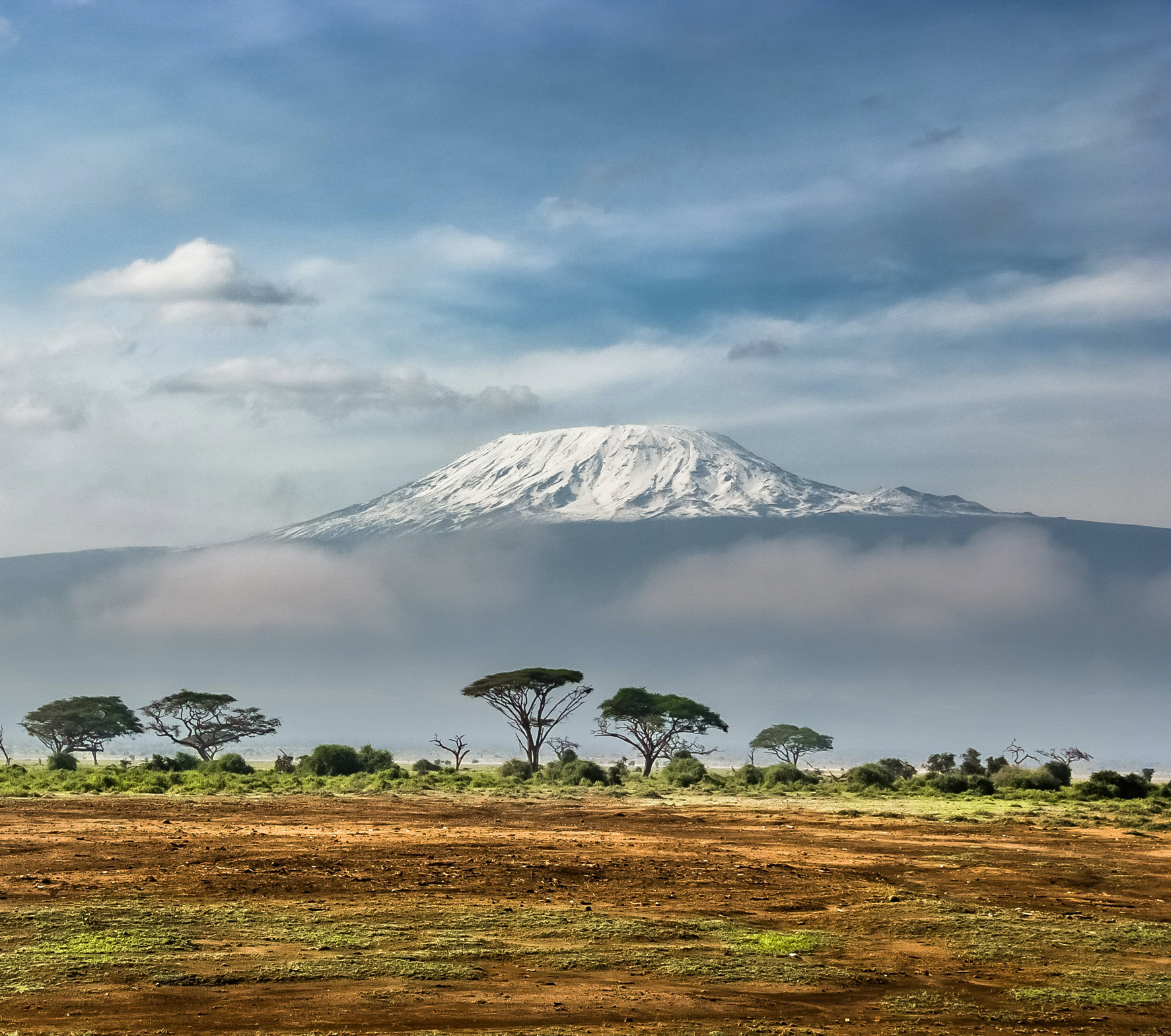 mount kilimanjaro shrouded by clouds