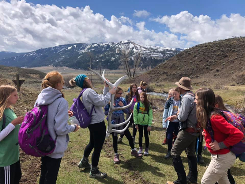 youth educational adventures group discovering elk antlers
