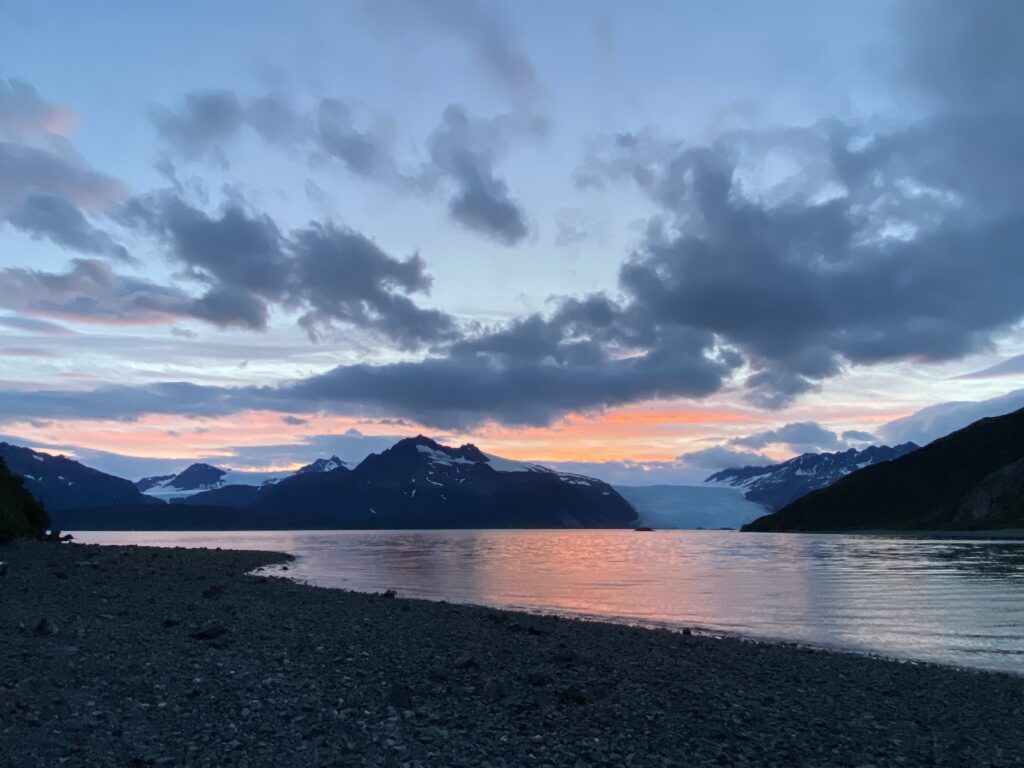 mountains, sunset